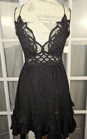 NWT‎ Intimately Free People Womens Black Ilektra Slip Dress Medium thumbnail 1