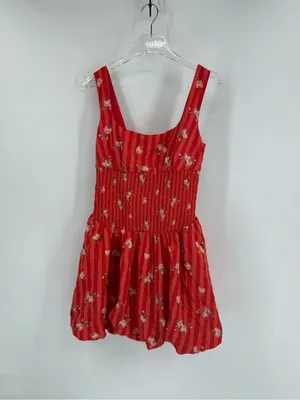 Anthropologie red‎ striped mini dress size medium thumbnail 2