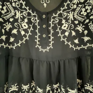 Free People Pennies Squel Navy Sheer Embroidered Top Size Small thumbnail 5