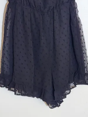 Lulus Black Off The Shoulder Swiss Dot Romper Size Small NWT thumbnail 4