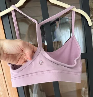 Lululemon Flow Y Sports Bra Nulu Lavender Lux dusty rose blush strappy workout thumbnail 1
