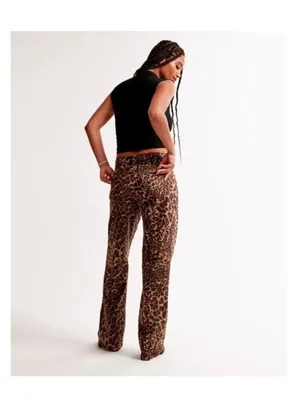 Abercrombie The Baggy Low Rise Curve Love Leopard Jeans Sz 26 thumbnail 2