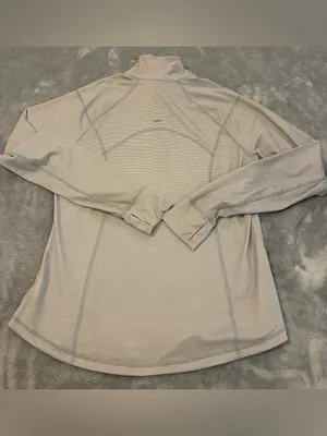 Old Navy Women's Light Beige/Gray Half-Zip Semi-Fitted Long Sleeve Top Size XL thumbnail 6