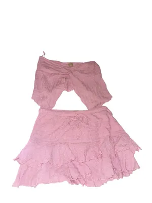 NEW free people X Free Est Winnie skirt set Pink Strapless Asymmetric Top Skirt thumbnail 6