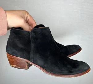 Sam Edelman Black Suede Ankle Booties Block Heel Women‎ Size 9.5 thumbnail 1