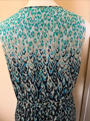 Ann Taylor Blue Gradient Leopard Print V-Neck Dress thumbnail 4