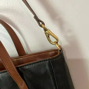 Fossil Cowhide Leather Black And Brown Shoulder Crossbody bag #768 thumbnail 5