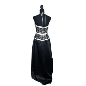 🖤 Alfred Angelo Black & White Satin & Lace Halter Ball Gown thumbnail 2