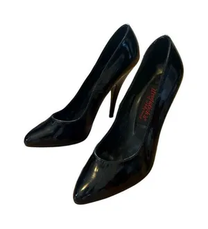 80s 90s Vintage Fredericks of Hollywood Patent Leather Black Pumps Heels 6.5 thumbnail 1