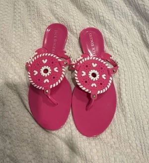 Jack Rogers Jelly Sandals Pink and White Size 10 thumbnail 1
