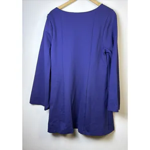 Maeve womens 1X XL Heavy Scoop Neck Mini Dress flare sleeves Blue bohemian thumbnail 7