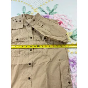 J Crew Tan Utility Button Front Shirt Long Sleeve 100% Cotton Size 4‎ thumbnail 3