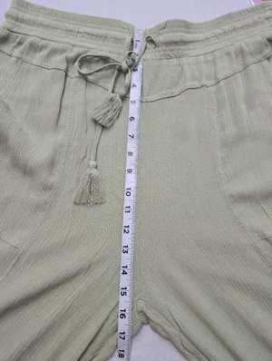 Rewash Tiered Wide-Leg Drawstring Pants in Light Olive Green Size XL thumbnail 7