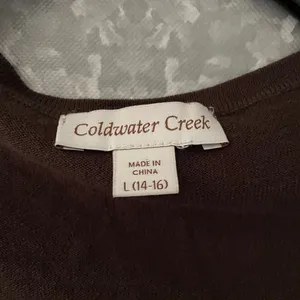 Coldwater Creek Brown Silk Blend Gathered Cardigan Sweater - Size Large (14-16) thumbnail 4