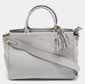 kate spade Light Gray Leather Satchel with Tassel Strap thumbnail 1