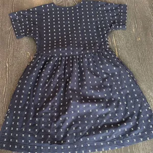 Madewell V-Neck Dolman Sleeve Mini Babydoll Dress Navy Textured Dot Women's thumbnail 7