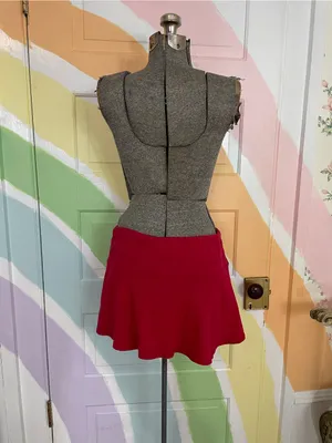 Vintage SO… So Real. So Right Y2K Red Cotton Micro Mini Skirt Sz M 💚🎀 thumbnail 3