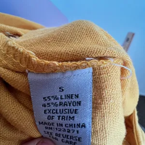 Mustard Yellow Linen Jumpsuit Vintage Inspired Boho‎ Minimalist Wide Leg Small thumbnail 4