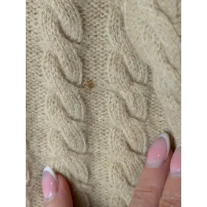 Ann Taylor Sweater Women Large Tan Cable Knit Lambswool Mock Neck Long Sleeve thumbnail 7
