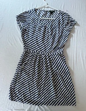 J.Crew Navy Blue White Striped Short Sleeve Pocket‎ Dress Size 2 Nautical Casual thumbnail 1