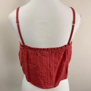 VTG.‎ Abercrombie & Fitch Womens Medium Rust Gauze Eyelet Lace Crop Cami NEW thumbnail 3