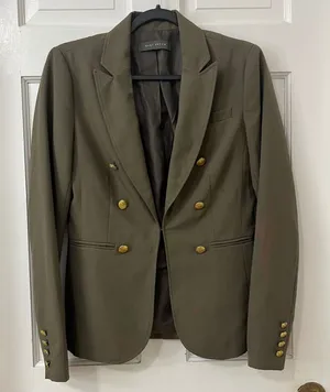 Suzy Shier Olive Green Military Double Breasted Blazer Jacket S Band Dark Academia Office thumbnail 1