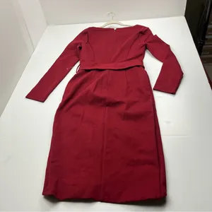 Lavish Alice Ruby Long‎ Sleeve Ponte Midi Dress Burgundy Womens US Size 6 NEW thumbnail 13