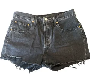 Levis 501 Original High Rise Button Fly Black Denim Cutoff Shorts Womens 31‎ thumbnail 1