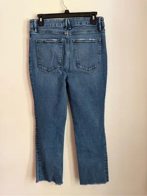 Good American Good Legs Jeans Womens 8/29 Cropped Flare Raw Hem Medium Wash thumbnail 3
