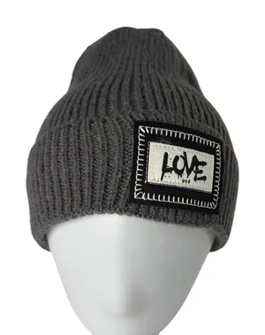 Unisex Knit Cap Beanie‎ Double Layer Winter Hat Gray NEW OS thumbnail 1