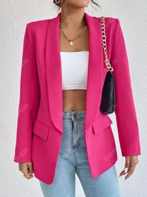 SheIn Privé Solid Shawl Collar Blazer thumbnail 1