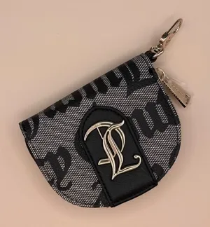 Juicy Couture Black Gothic Logo‎ Coin Purse with Heart Mirror and Gold Hardware thumbnail 1