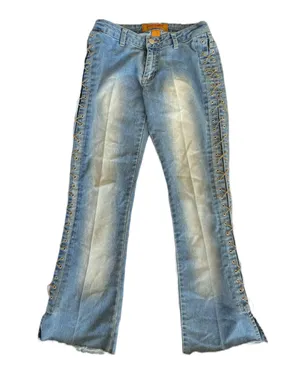 Vintage 90s / y2k Grommetted Flare Lightwash Jeans 🔥 thumbnail 2