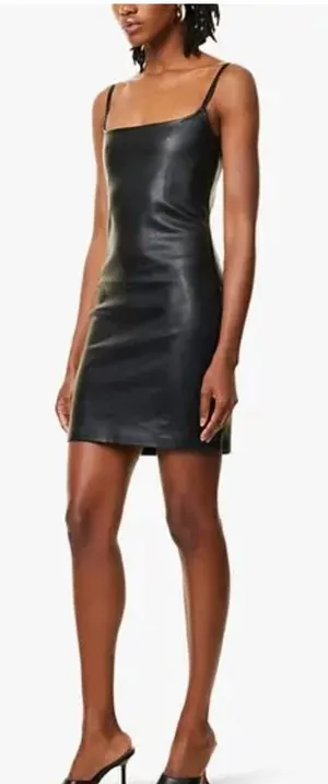 GOOD AMERICAN Faux Leather Cami Mini Dress in Black‎ size 2XL thumbnail 1