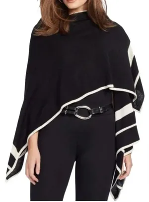 Ralph Lauren Ruana Wrap S/M‎ Black Sweater Cape Wrap Retails $285 thumbnail 1