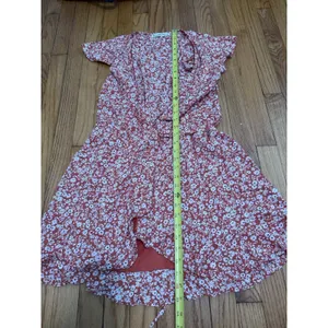 Abercrombie Orange Floral Wrap Mini Ruffle‎ Dress Size Small thumbnail 6