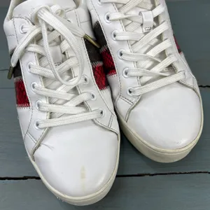Michael Kors Poppy White Red Snakeskin Logo Platform Sneakers AN20L Womens 7.5M thumbnail 12