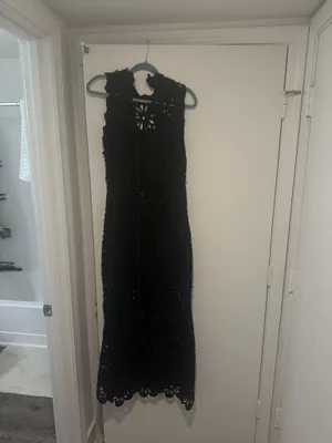Aqua Black Crochet Lace Maxi Dress thumbnail 3
