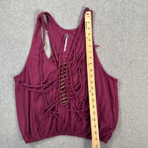 New Romantics Braided Fringe Tank Top Size Small Racerback Elastic Waist Beaded thumbnail 4