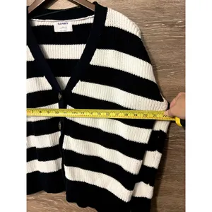 Old Navy Sweater Nautical size 12 XL Stripped Navy Blue Cardigan button Classic thumbnail 4