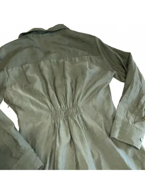 Zara Sage Green Womans L Summer mini dress v-neck long sleeves draped crossover thumbnail 6