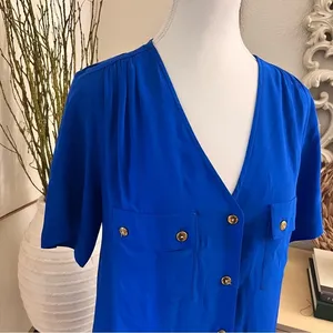 AMANDA UPRICHARD Courtney Cobalt Silk‎ Shirt Dress Size XS thumbnail 3