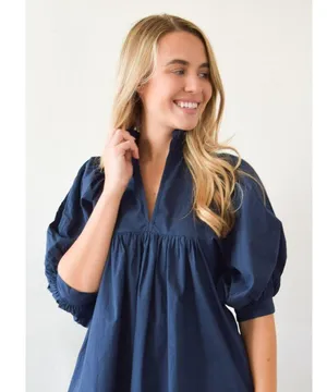 Never A Wallflower High Neck Ruffle Cotton V-Neck Blouse Sz XS thumbnail 3