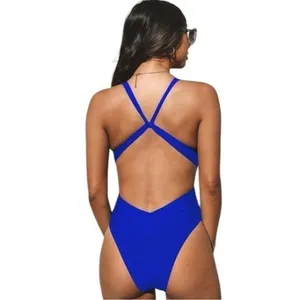 NEW Cupshe Plunge Neck High Leg One Piece Swimsuit Tropical Resort Coastal S thumbnail 4