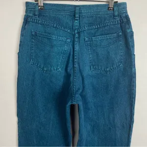 Vintage Jeans Yoke Front Seams Blue Greenish‎ Women Mom Jeans Unique Retro Dyed thumbnail 7
