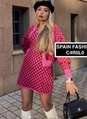 Zara PLAID KNIT Sleeveless Mini A-Line Dress w/ Round Neckline Size S Pink NEW thumbnail 2