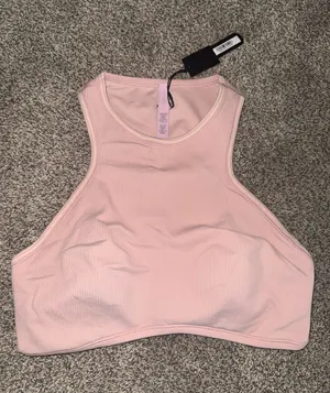 NIKE x SKIMS Ribbed Seamless Racer Front Padded Tank Bra Pink thumbnail 1