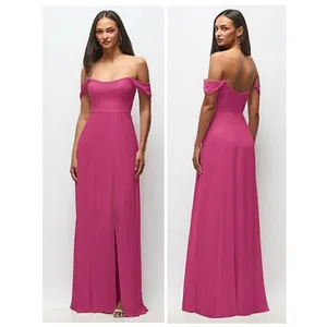 After Six OFF-THE-SHOULDER BASQUE NECK MAXI DRESS FLOUNCE SLEEVES TEA ROSE thumbnail 2