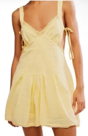 Free People Vivi Lace Trim Yellow Mini Dress thumbnail 1