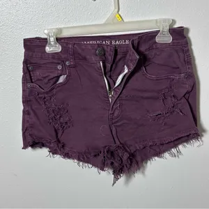 American Eagle Women‎ Purple Cut Off Distressed Shorts Stretch Size 6. thumbnail 2